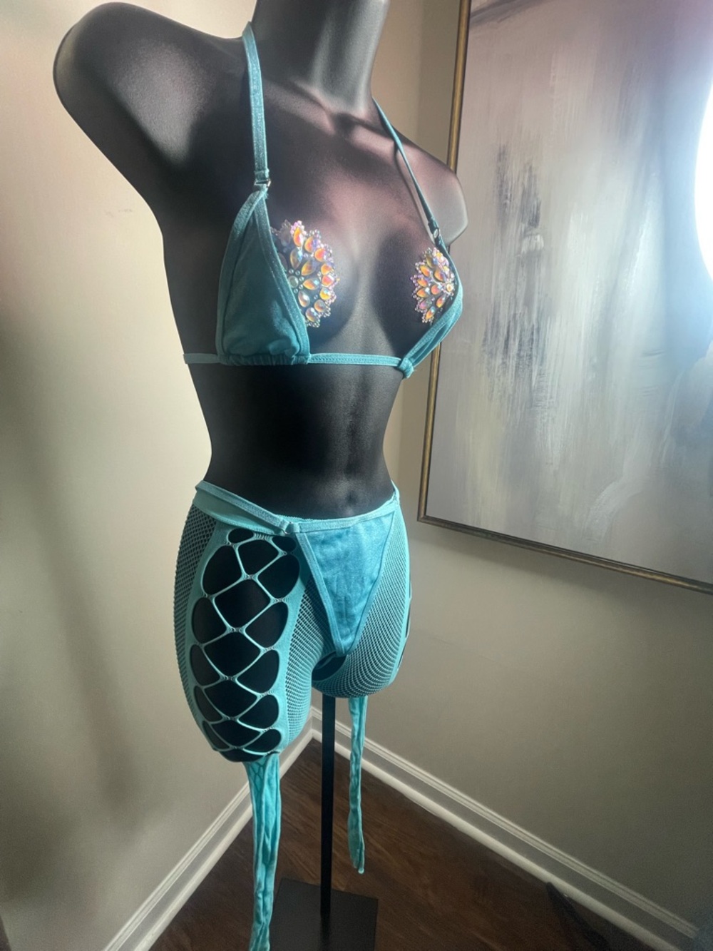 Bright blue 3 piece bikini set